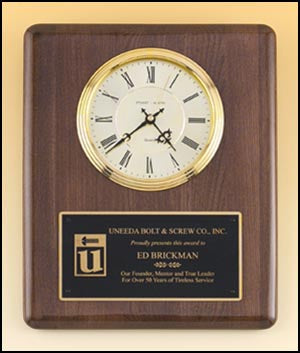 Walnut Piano Finish Plaque Clock