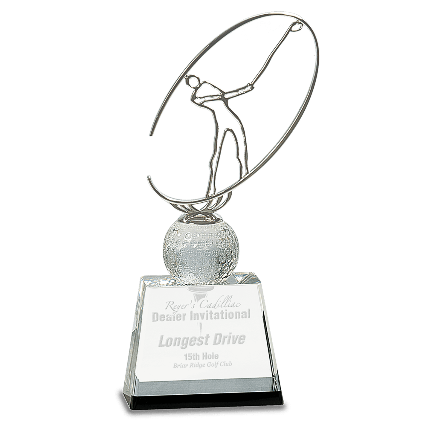 Crystal Golf Award w/ Silver Figure