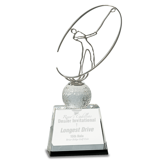 Crystal Golf Award w/ Silver Figure