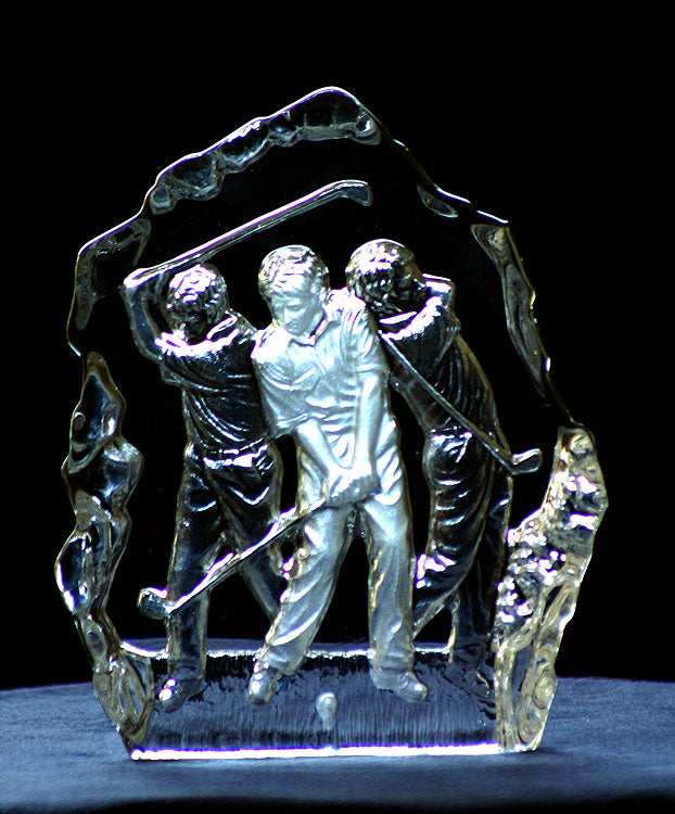 Golf Trio Crystal Sculpture