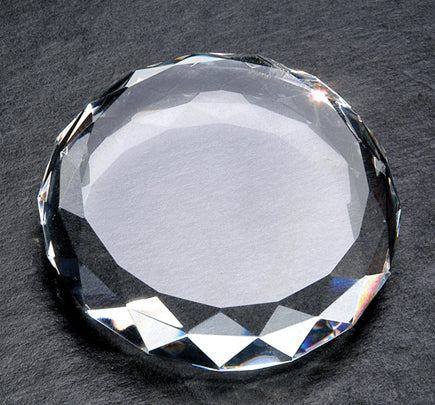 Round Gem Cut Crystal Paperweight