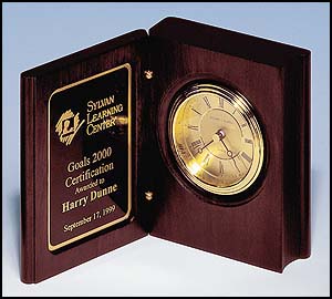 Mahogany Finish Book Clock - Small