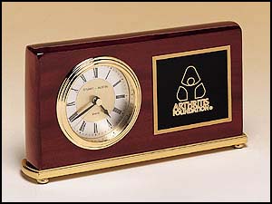 Rosewood Piano Finish Desk Clock - Long