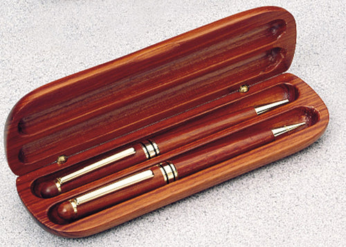 Rosewood Finish Case, Pen & Pencil