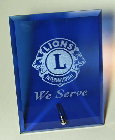 Blue Beveled Glass Lion Award