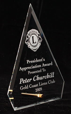 Clipped Diamond Glass Lion Award - Medium