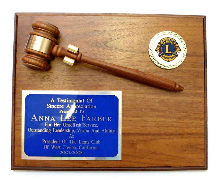 Presidents Gavel Plaque