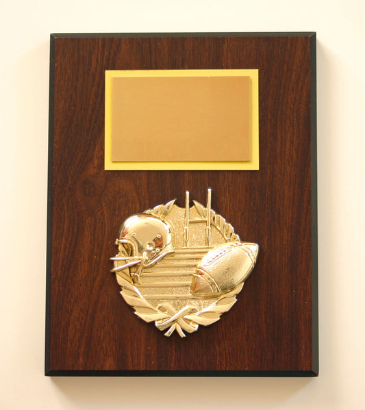 Walnut Finish Football Plaque